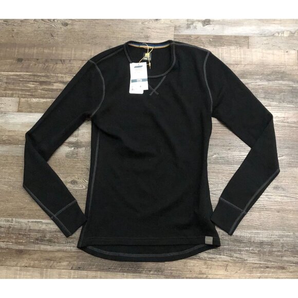 MERIWOOL Women Small Merino Wool Midweight 400g Crew Sweater New w Tags Black - Picture 1 of 4